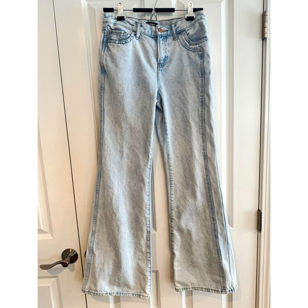 Express Women’s Conscious Edit Blue 70s Flare Mid Rise Jeans 5-Pocket 2R